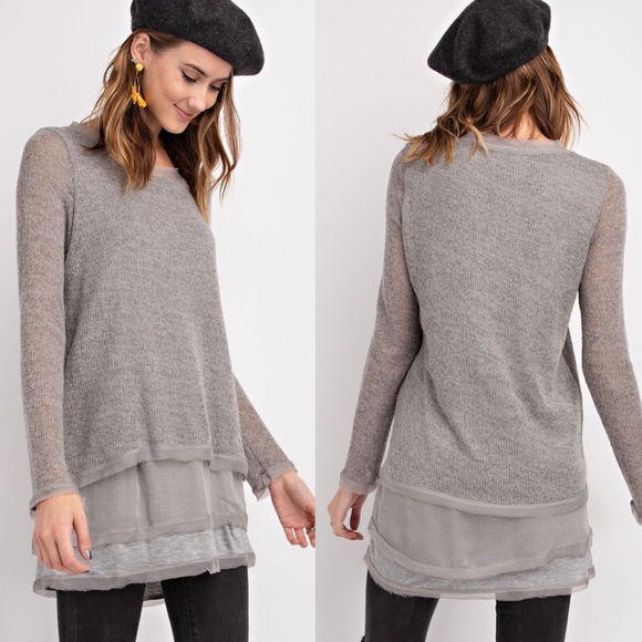 Bellanblue Tops - PHOEBE Layered Tunic Top - H. GREY